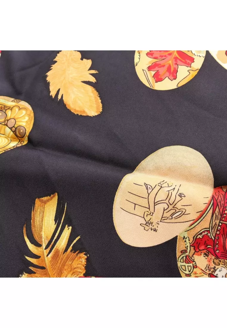 Pre-Loved Hermès carres 90 Couvee d'Hermes scarf silk black yellow multicolor