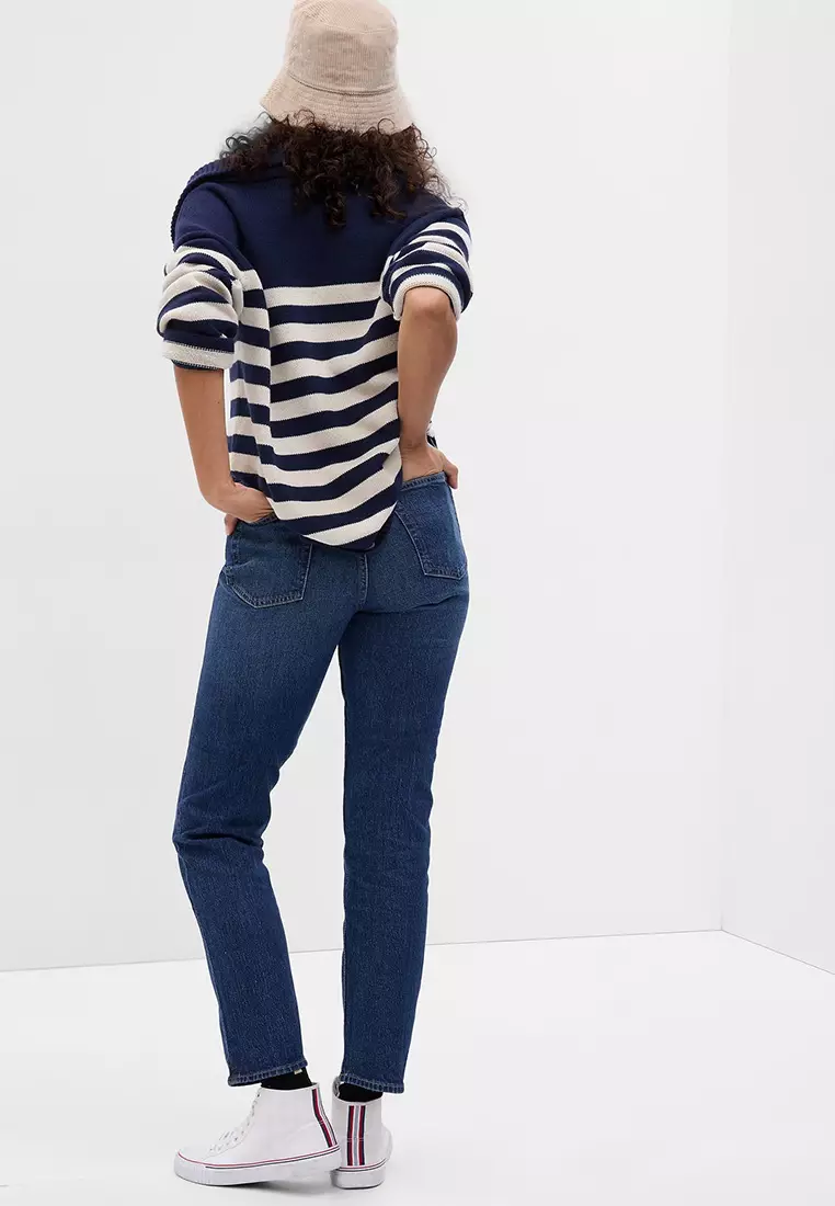 High rise cheeky straight jeans on sale