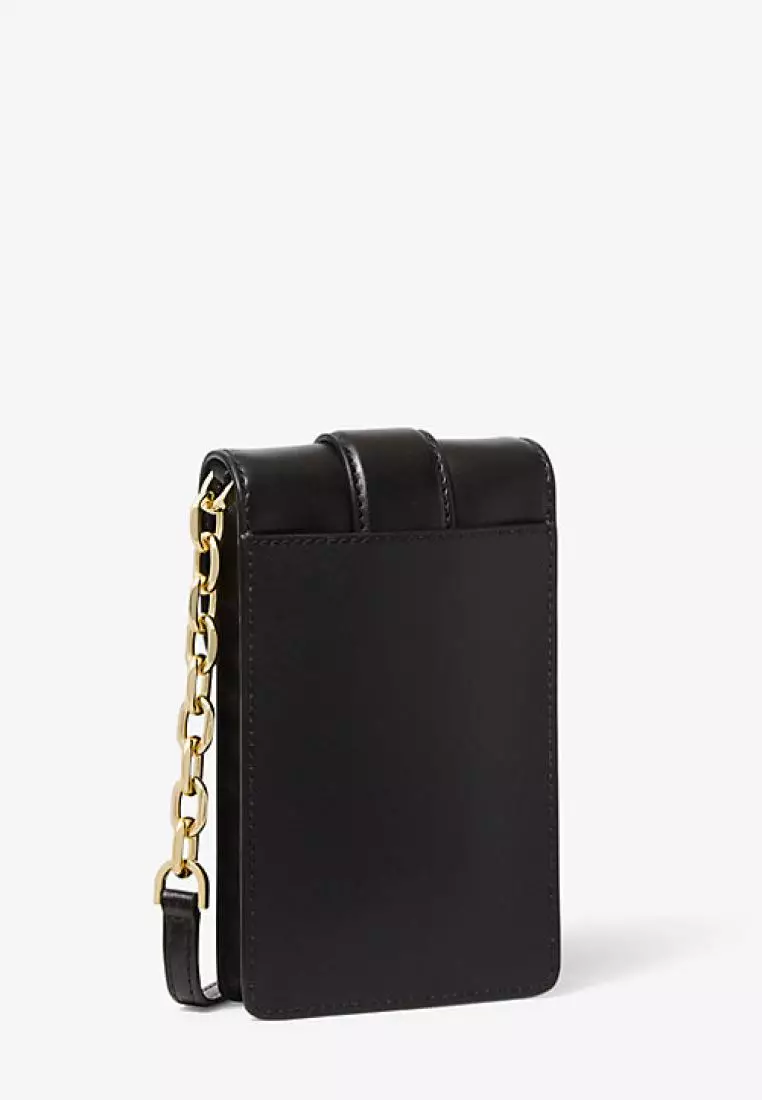Michael Kors Carmen Small Faux Leather Phone Crossbody Bag Black