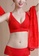 ZITIQUE red Women's Non-wired Thick 3/4 Cup Push Up Lace Trimmed Bra - Red 4C42BUSBF84B0CGS_2