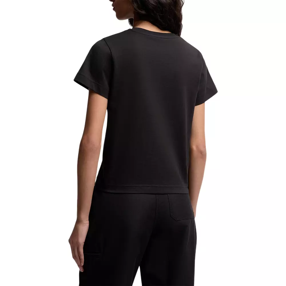 Embroidered Cursive Logo Cotton T-Shirt Black