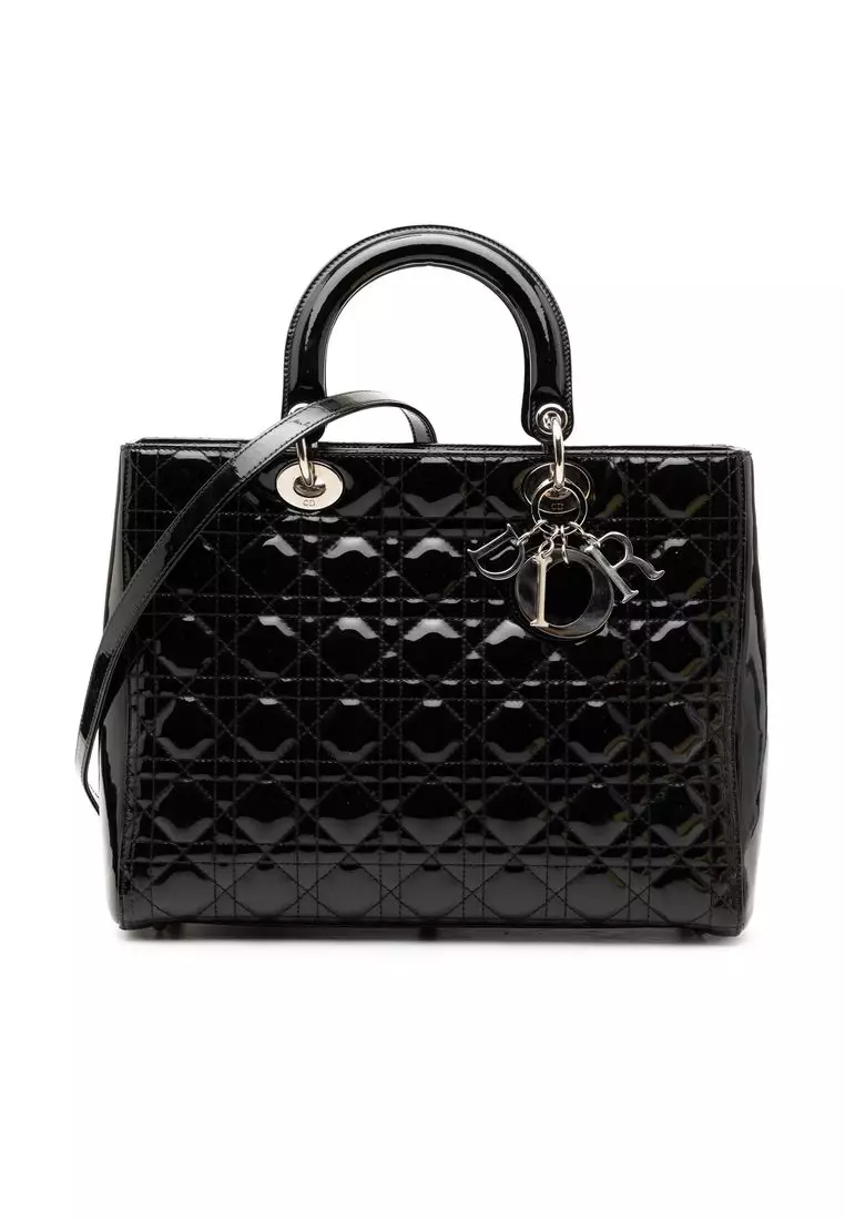 Pre-Loved Dior Large Patent Cannage Lady Dior