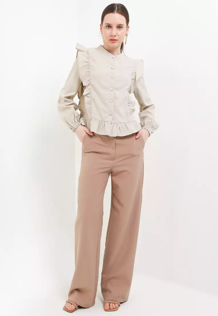 Blouse Ruffle Pundak Lengan Panjang - Emilie Blouses