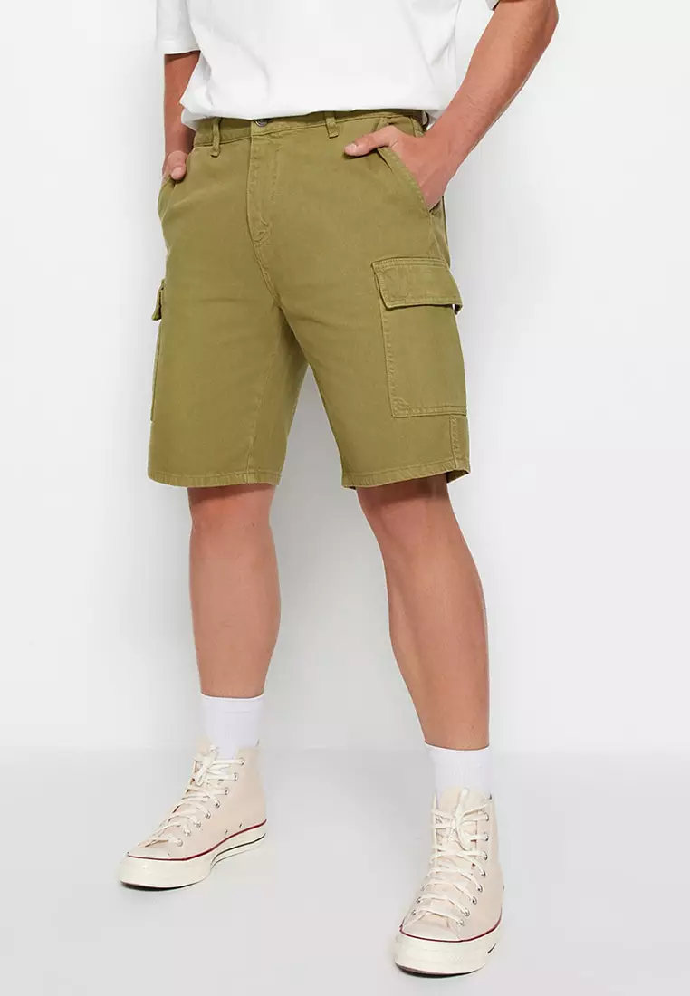 Khaki denim outlet shorts mens