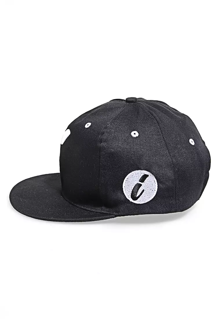 Gemp Topi Snapback Aksesoris Fashion Pria Wanita Bordir Huruf i Resizable Strap Material Rafel ORIGINAL - Black