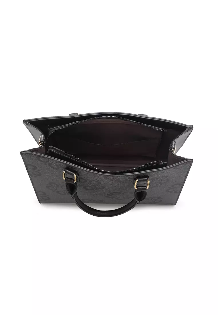 Women's Monogram Top Handle Bag / Sling Bag / Crossbody Bag - Black