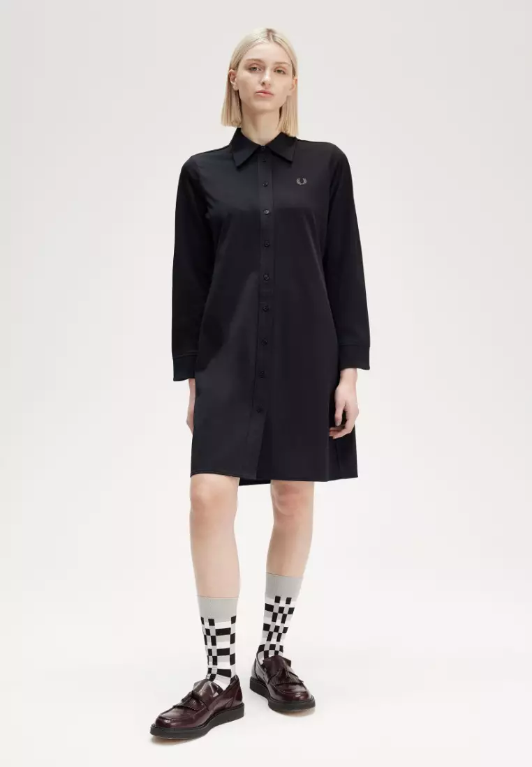 Fred Perry D817 Button-Through Shirt Dress (Black)