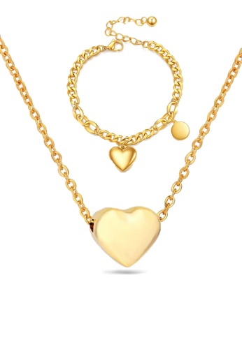 CELOVIS gold CELOVIS - Desiree Heart Shape Necklace + Bracelet Jewellery Set in Gold 80837ACCA9A98EGS_1