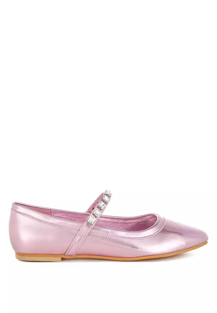 Discount on Rag & CO.  shoes - SKU: Metallic Mary Jane Ballerinas in Pink
