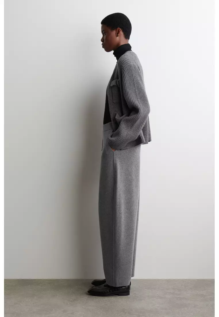 MERINO WOOL BARREL-LEG TROUSERS