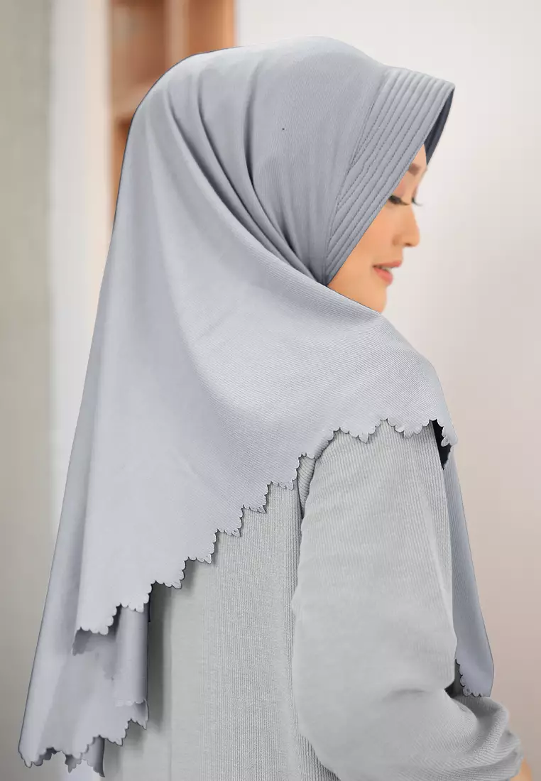 Zelena - Naya Knit Bergo | Hijab Instan Pad Lasercut - Gloomy Grey