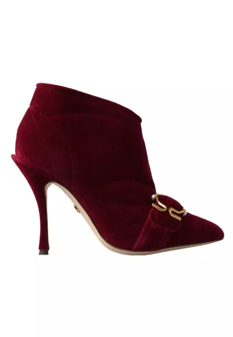 burgundy velvet boots
