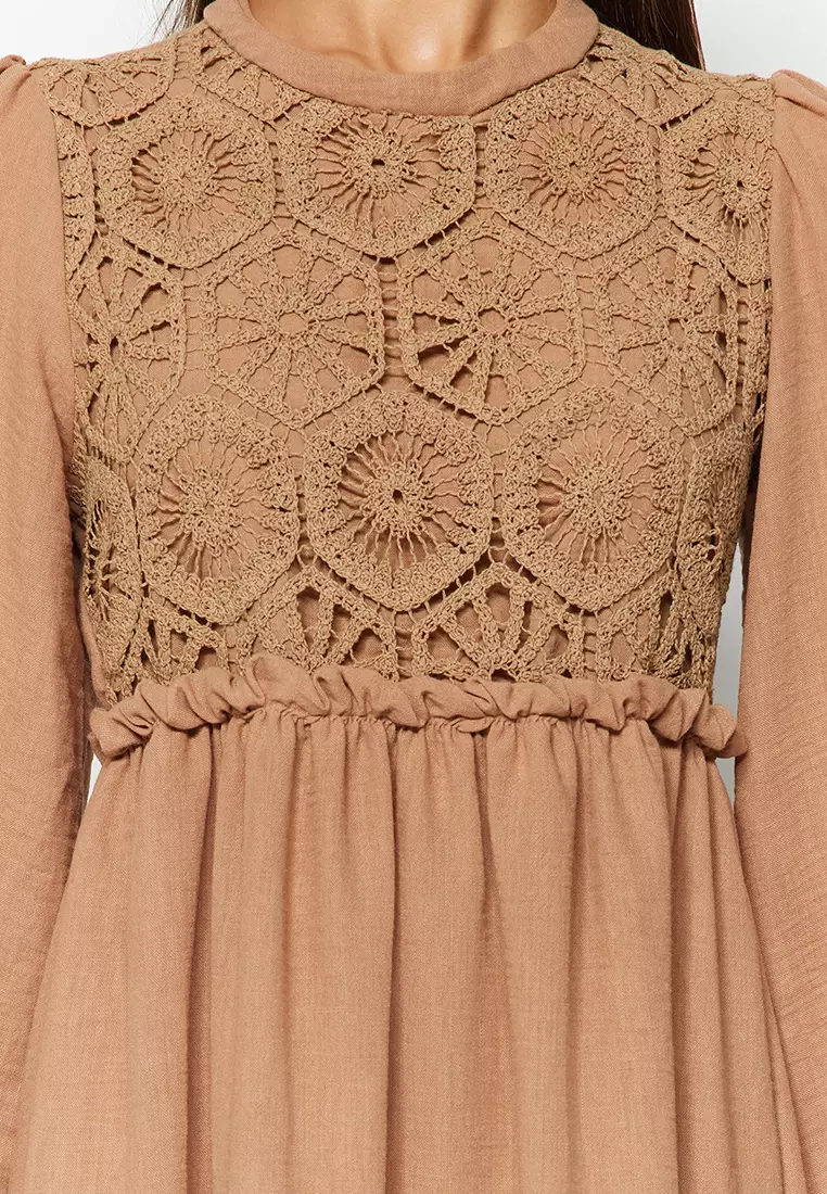 Crochet Detail Woven Dress