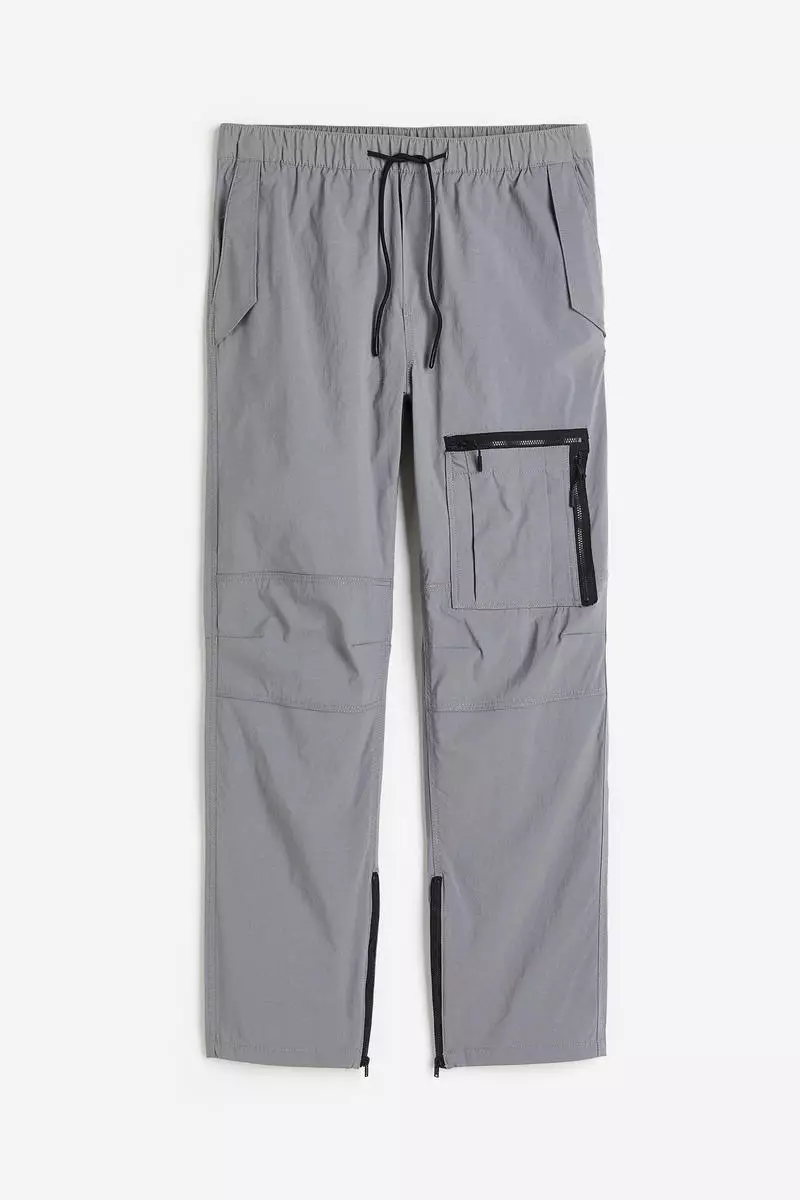 Regular Fit Nylon Cargo Pants - Black - Men