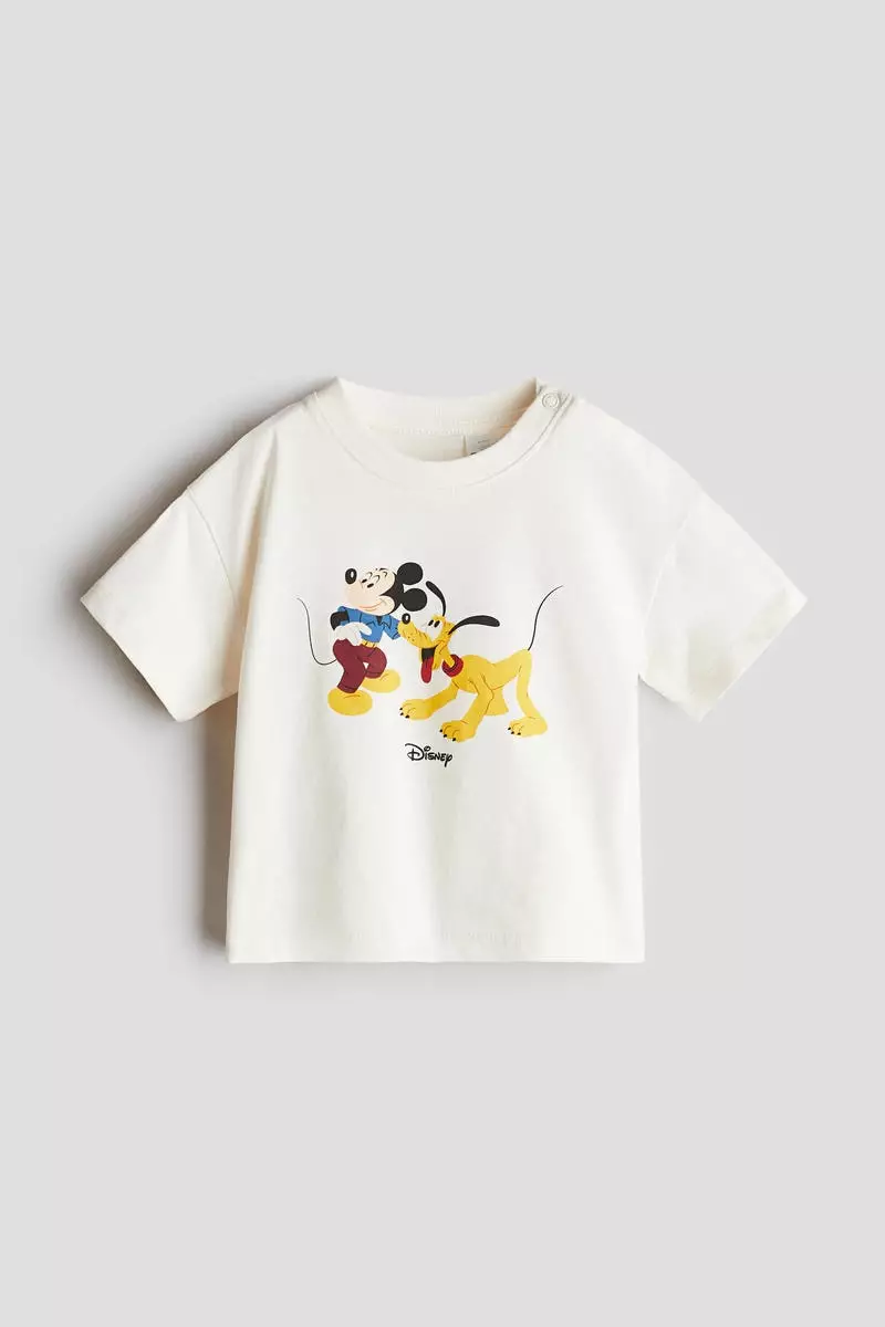 Print-motif cotton T-shirt