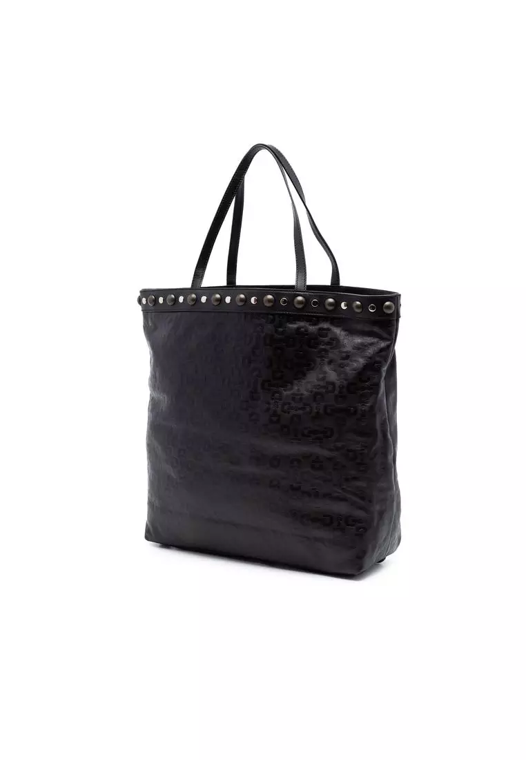 Pre-Loved Gucci Embossed Studded Leather Horsebit Tote