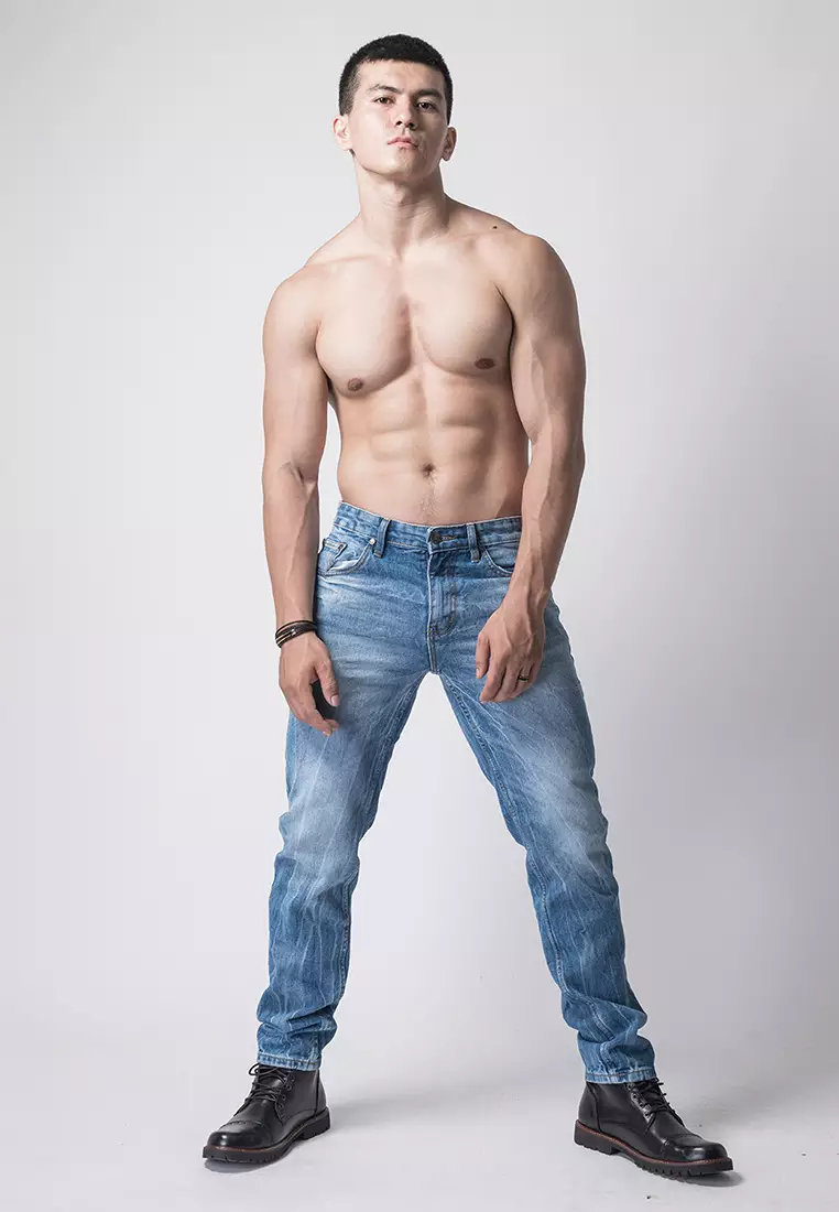 Tapered Fit Jeans Premium Blue Wash