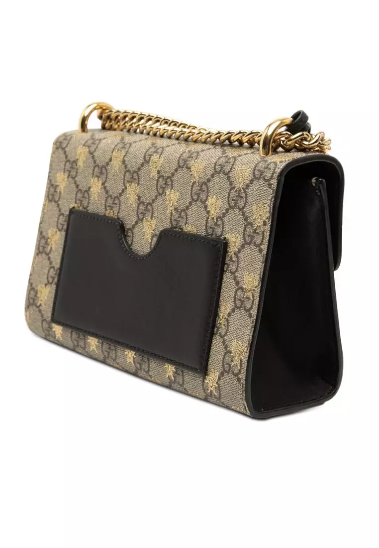 Pre-Loved Gucci Small Gg Supreme Bee Padlock Crossbody