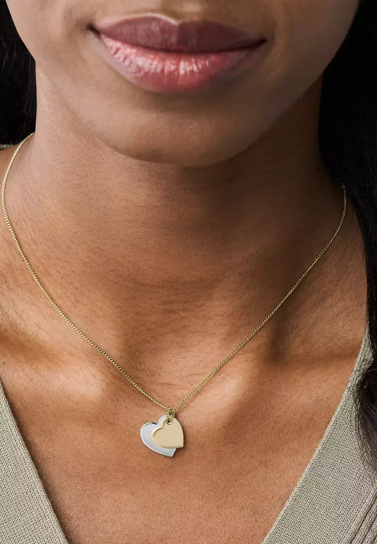 Fossil 3 heart necklace hot sale