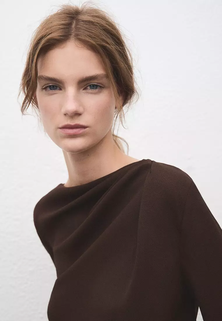 Draped Boat-Neck Blouse