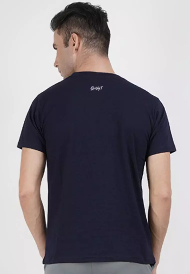 Run Graphic Print Navy Blue  Cotton Blend Short Sleeve Essential T-Shirt