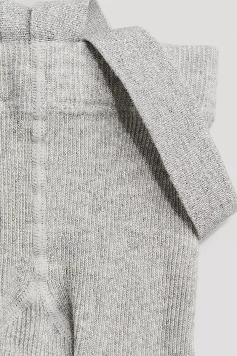 Rib-knit leggings with braces