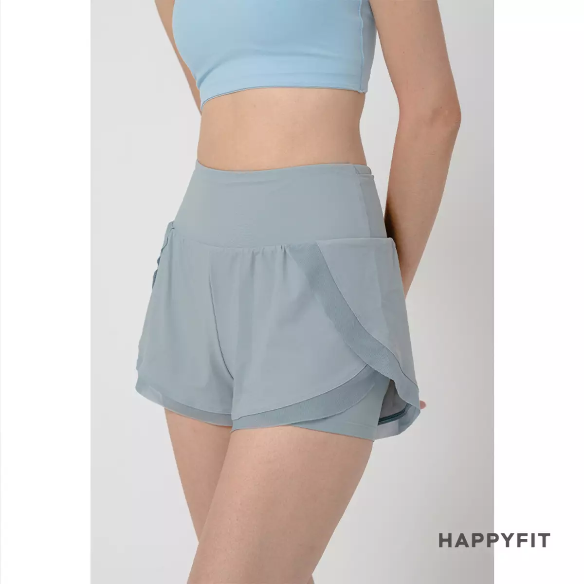 HAPPYFIT Windproof Short Pants High Waist - Shark Blue