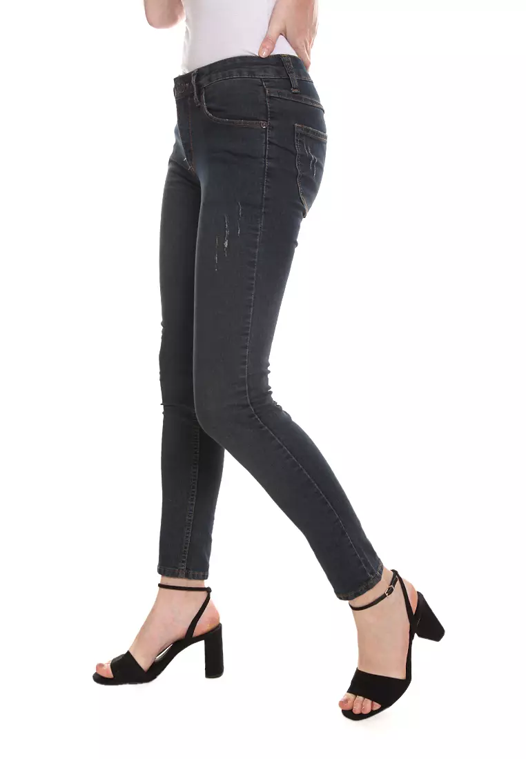 Skinny Jeans Aksen Rips Grey Stone 1909