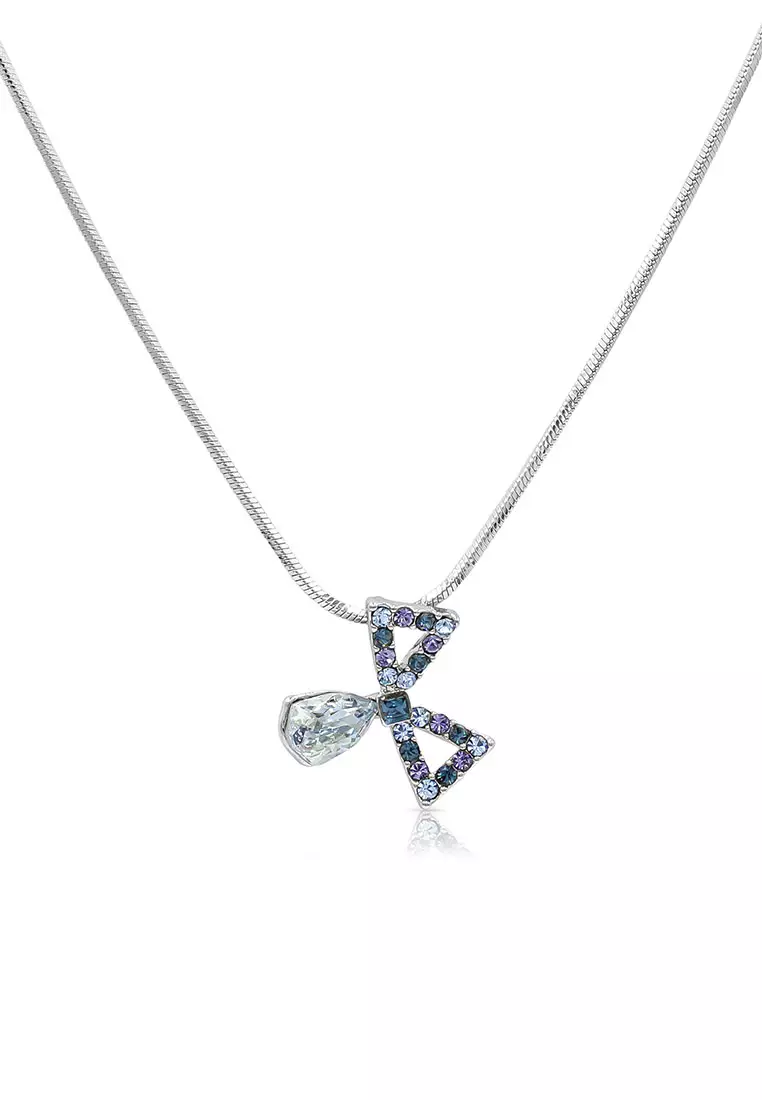 SO SEOUL Windmill Blue Shade Swarovski® Crystal Pendant Chain Necklace