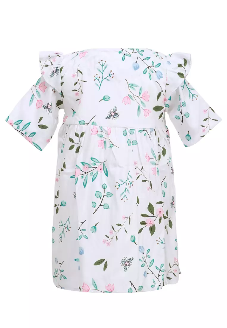 Octavia Blouse Anak Perempuan Tunik Lengan Pendek Leaf Motive Material Cotton ORIGINAL - Green