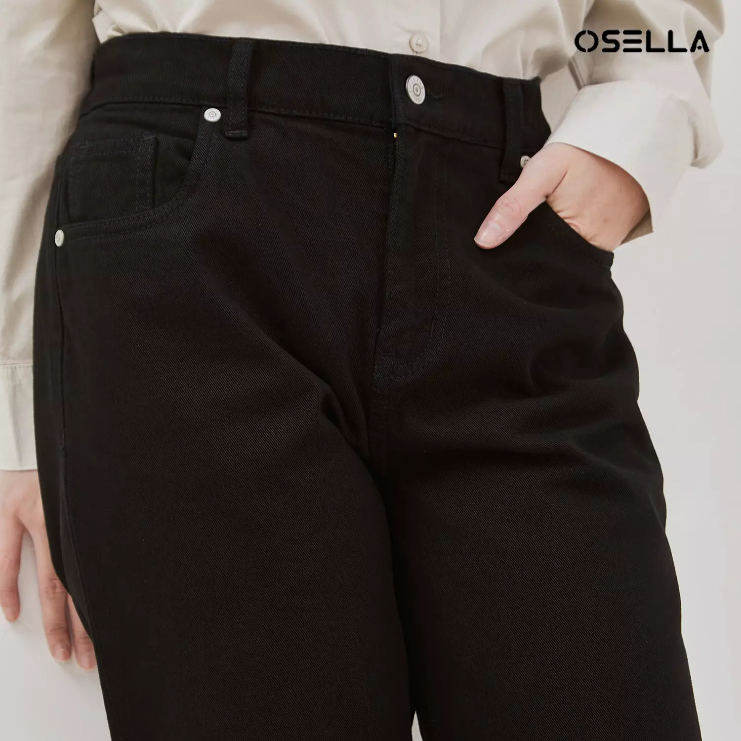 [NEW] Osella Clara High-Waist Mom Black Jeans 218O4003 | Celana Jeans Wanita