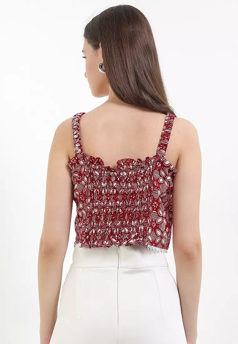 Sleeveless Inner Top Atasan Wanita Basic Kawung Red Tanpa Lengan