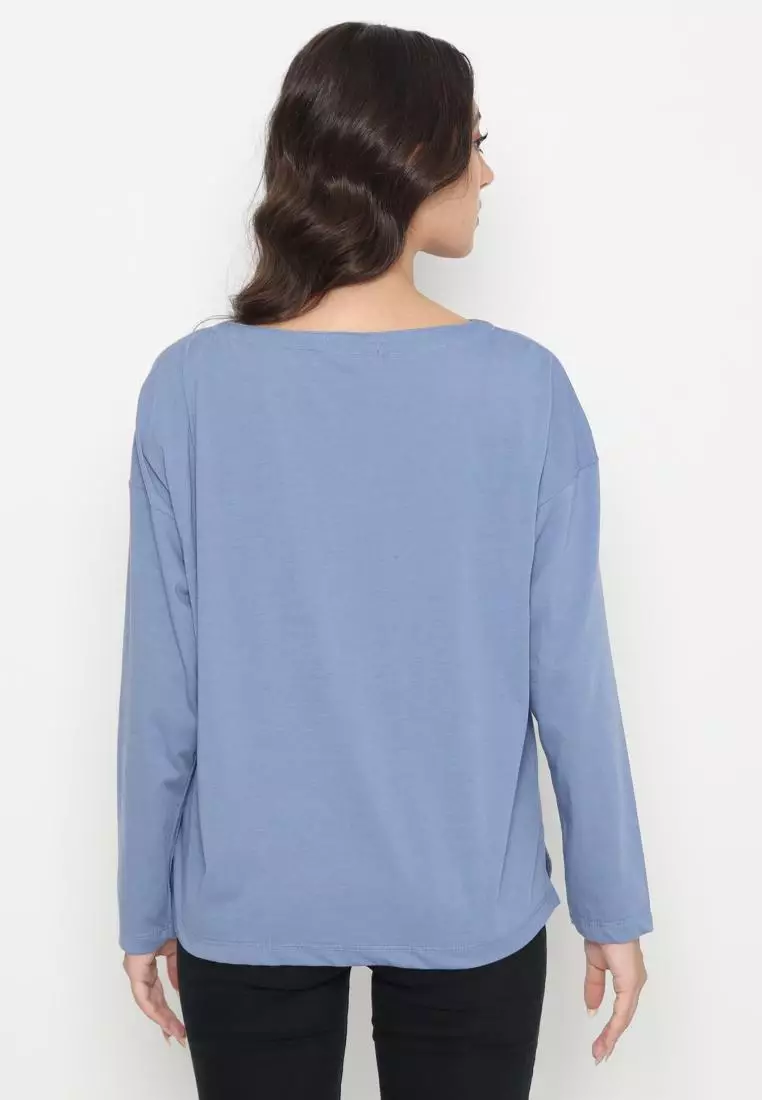 Matsuda Kaos Oversize Polos Wanita Lengan Panjang T Shirt Olive