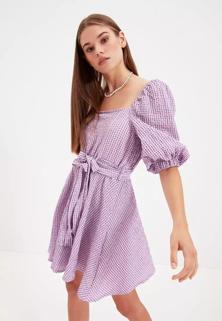 Buy Trendyol Waist Tie Square Collar Dress 2024 Online ZALORA