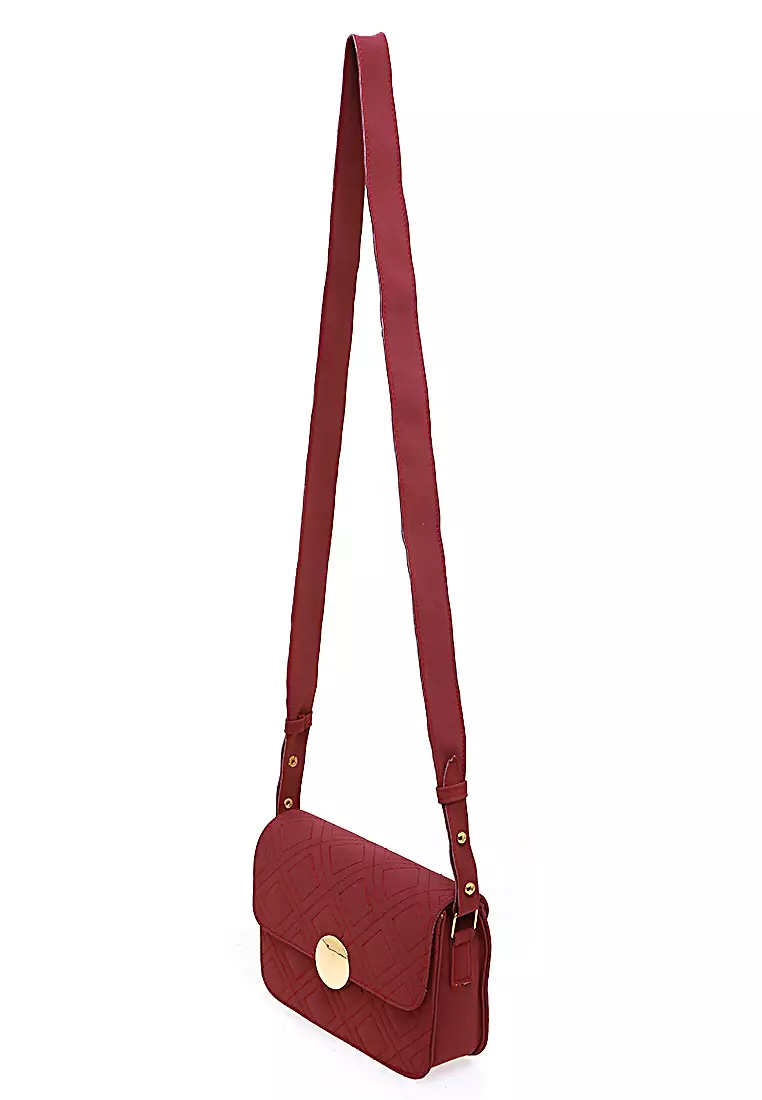 Fizva Tas Selempang Wanita Design Simple Tali Panjang Quality Premium - Maroon
