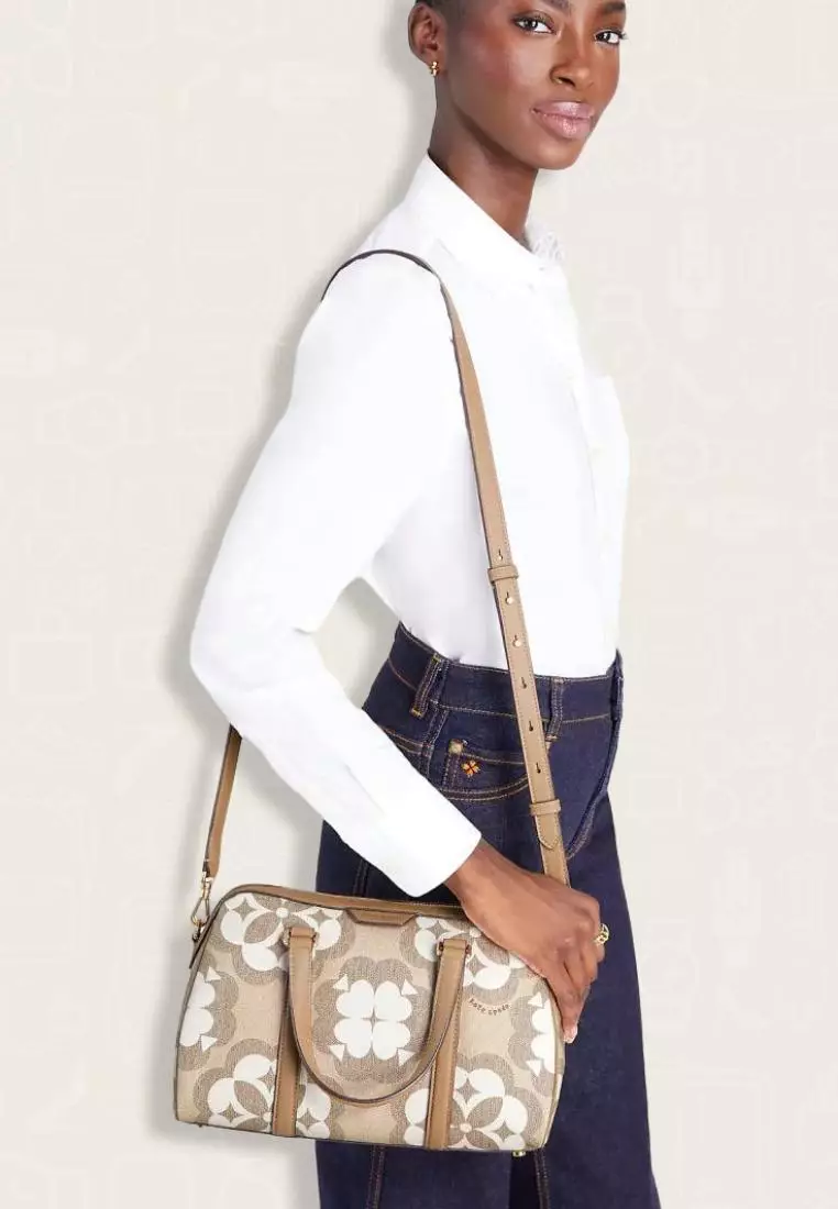 Kate Spade Flower Monogram Eleanor Medium Satchel Natural Multi