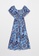 LC WAIKIKI blue Boat Neck Patterned Short Sleeve Crinkle Fabric Women's Dress 9B0CDAAB6866B9GS_6