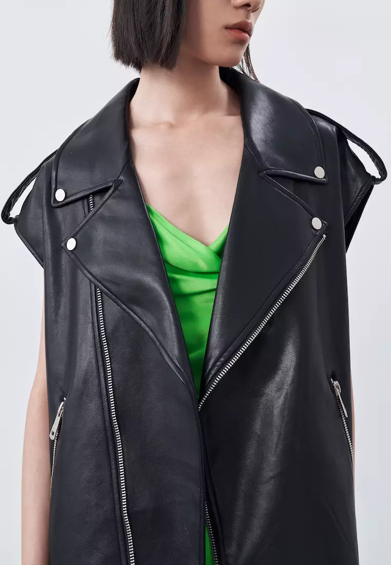 Buy Urban Revivo Faux Leather Zip Up Vest Online ZALORA Malaysia