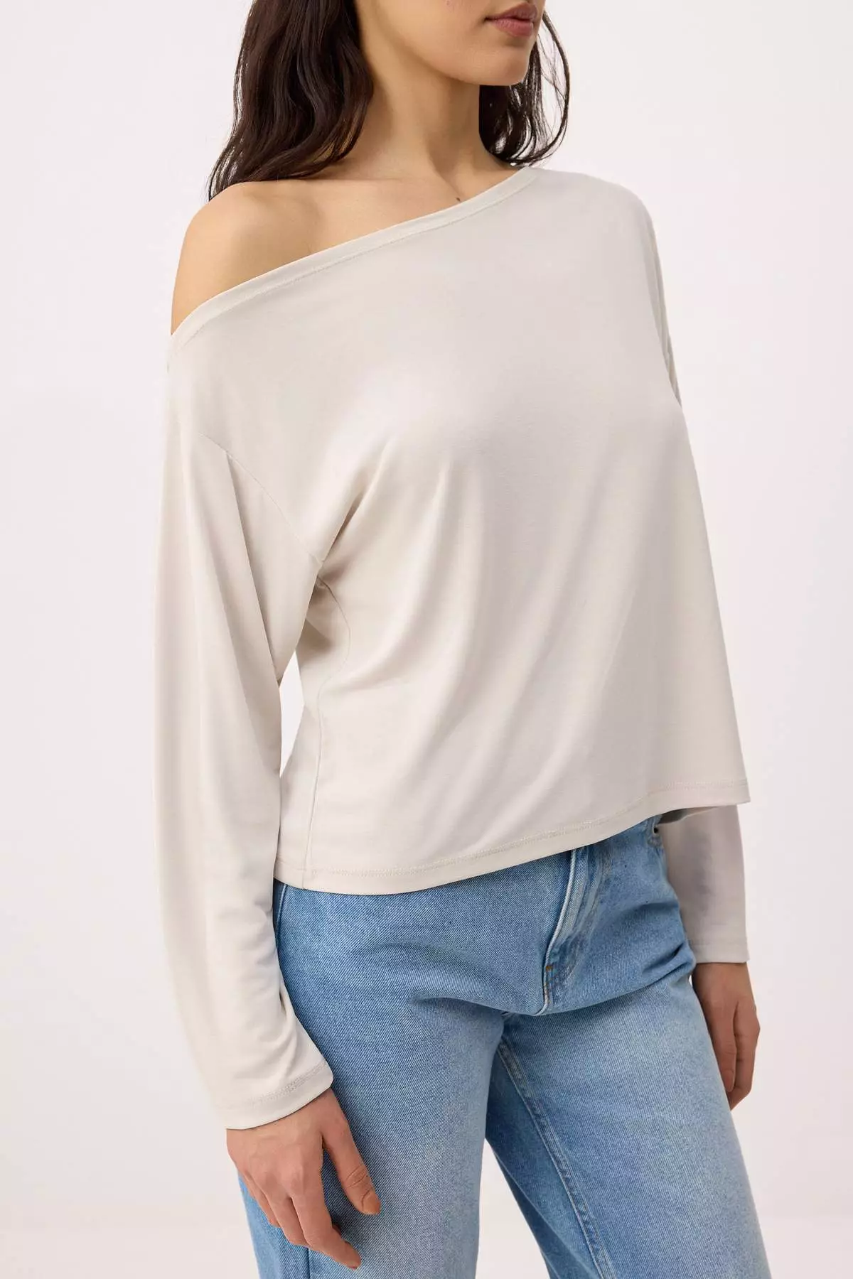 Taş More Sustainable Boat Neck Relaxed/Casual Cut Modal Premium Knitted Blouse Twoaw25Bz00282