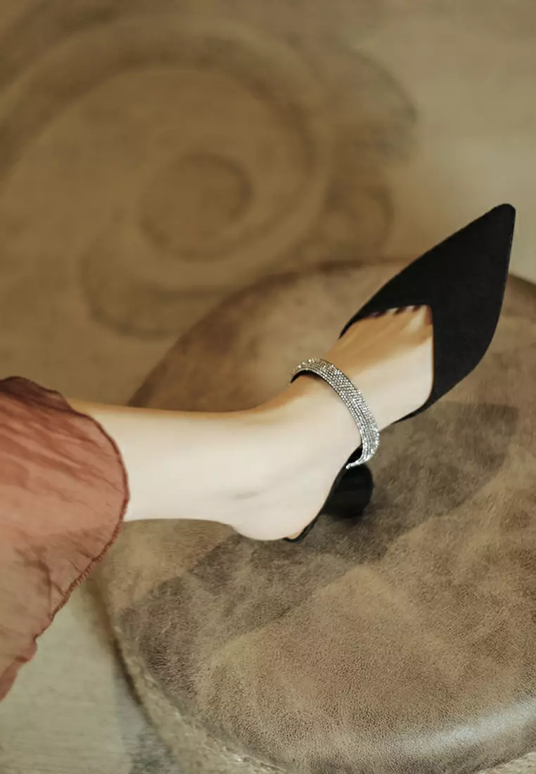 6CM Rhinestone Strap Mule Heel TE726-29