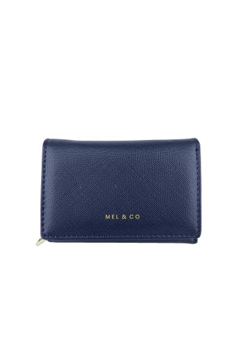 Mel&Co blue and navy Saffiano-Effect Compact Tri-Fold Wallet 0E132AC8B2063AGS_1