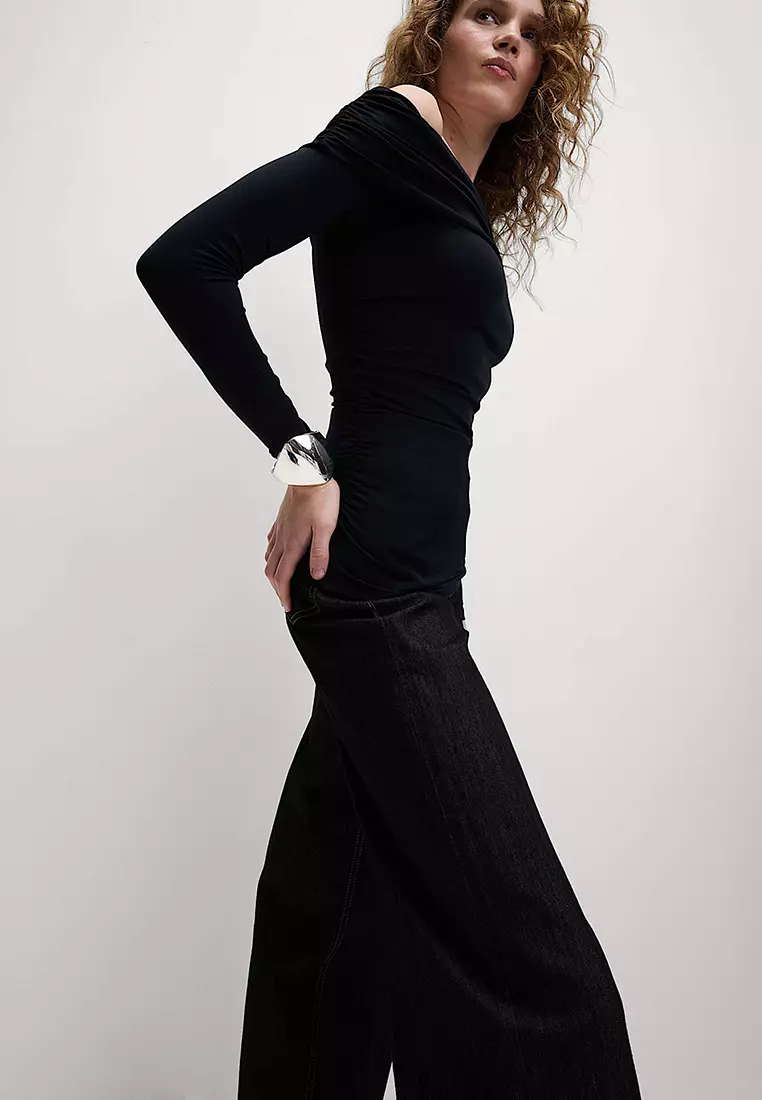 Jersey Asymmetric Neck Bardot Top