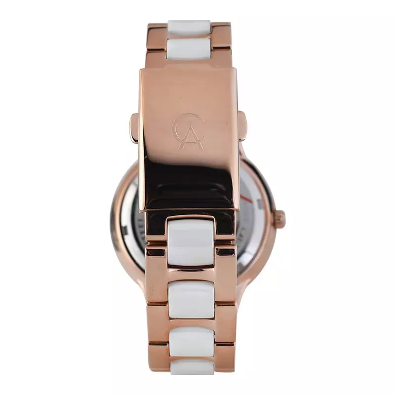 Jam Tangan Wanita Alexandre Christie Multifunction AC 2299 BF BRGSL Ladies White Dial Dual Tone St Steel Ceramic Strap