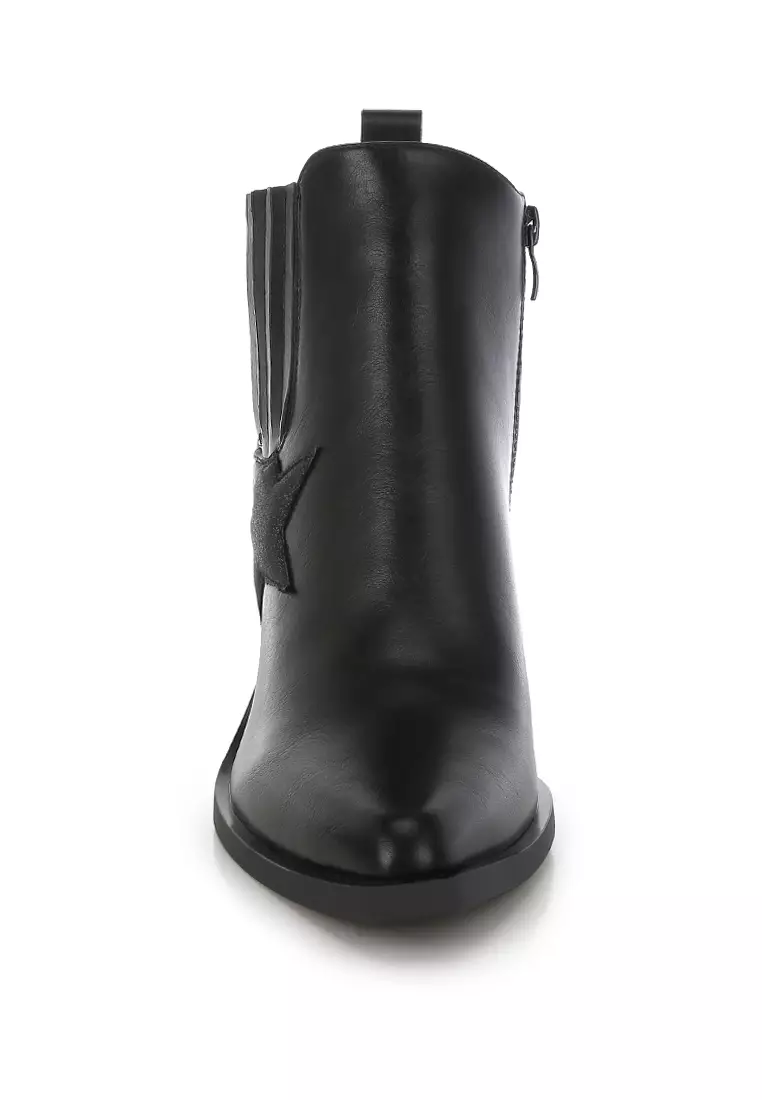 Glitter Star Detail Chelsea Boots In Black