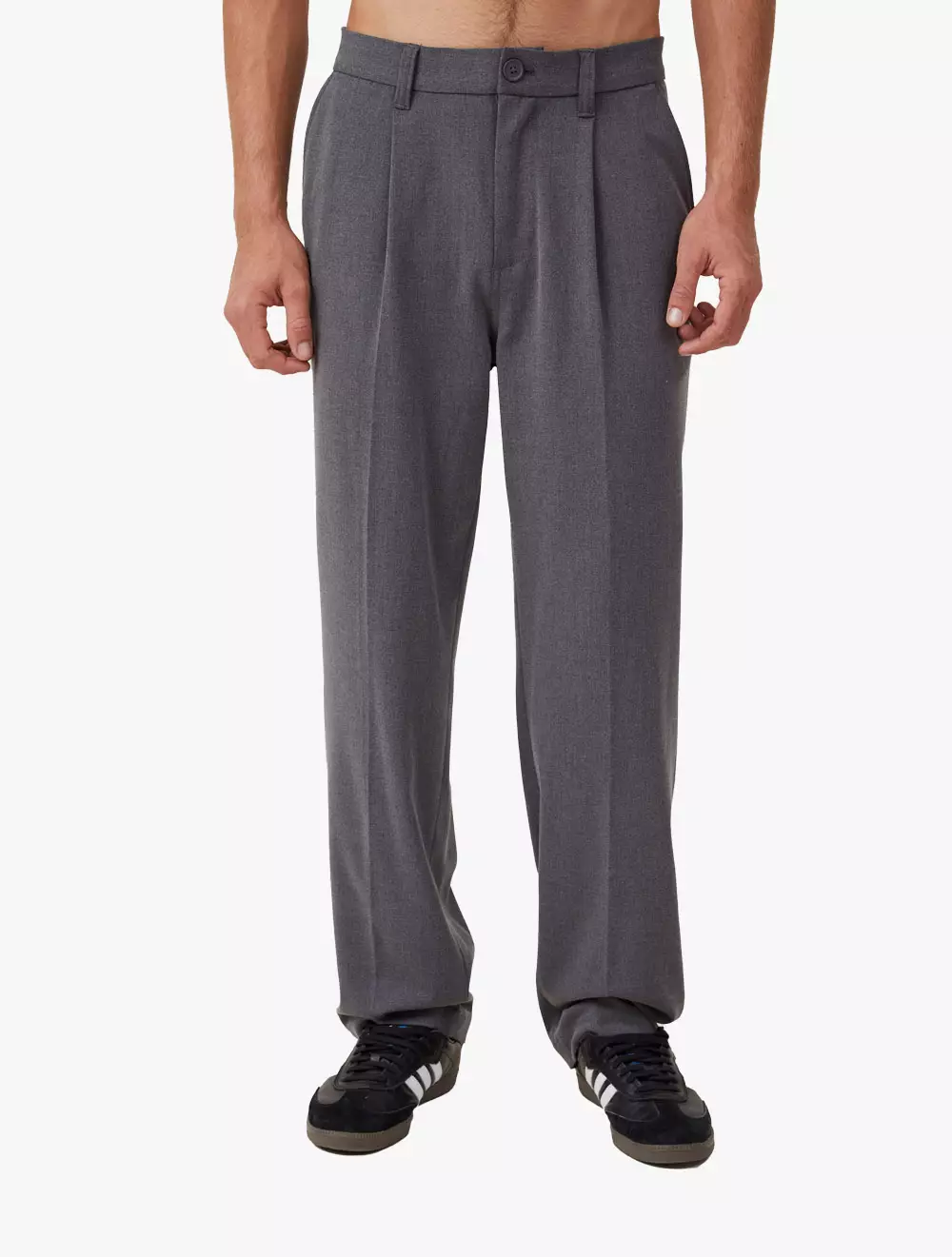 Cotton On -  Pakaian Pria  - Relaxed Pleated Pant - Charcoal