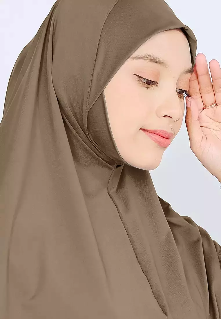 Cotton Bee - Kalea Bergo | Hijab Instan Malay | Jilbab Soft Pad Dagu - Olive Tint