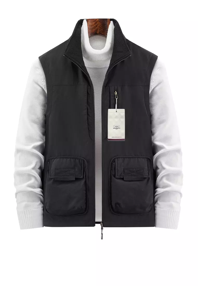 Mens black fleece vest on sale