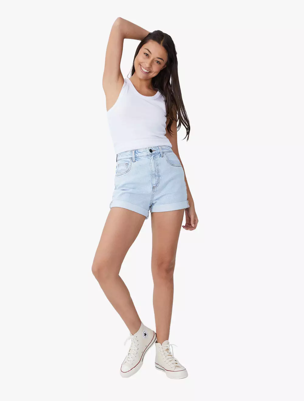 Jual Cotton On High Rise Classic Stretch Denim Short - Foam Blue Original  2024