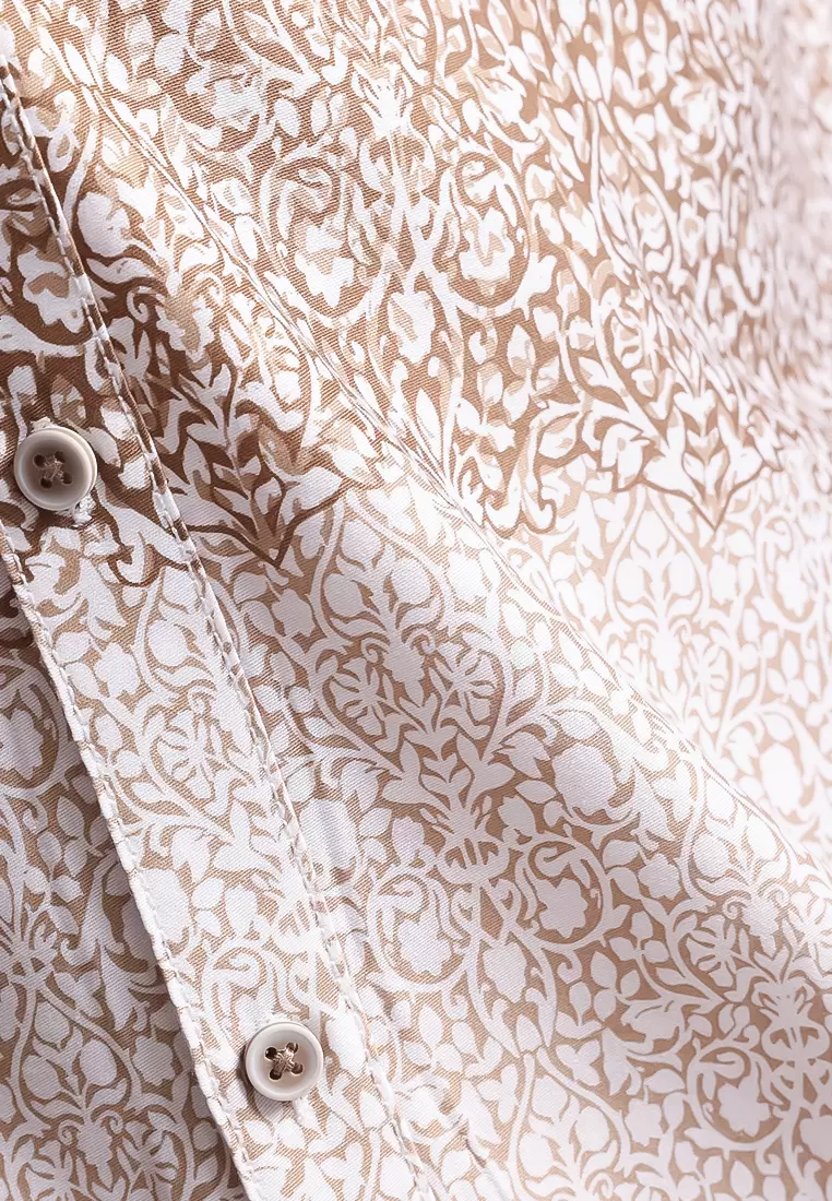 MANZONE - Kemeja Shanghai Lengan Pendek Pria Prananda Modern Fit - Brown Warna Brown