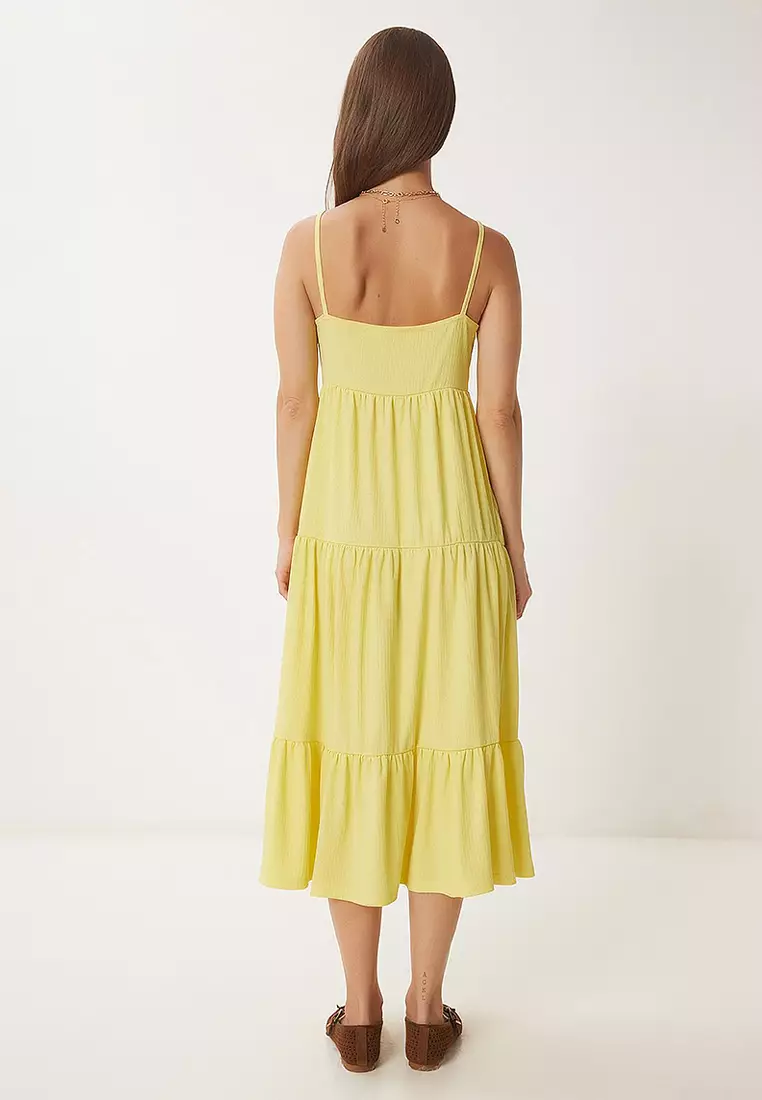 Strap Flounce Summer Knitted Dress